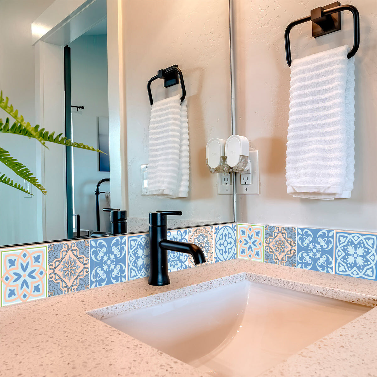 6″ X 6″ Ocean Blue Mosaic Peel And Stick Removable Tiles
