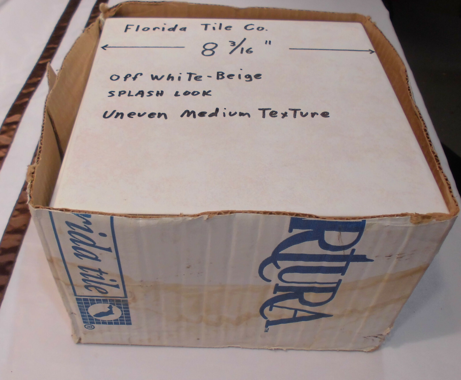 1 pc. Florida Ceramic Floor Tile 8-3/16″ *off-white beige* medium textured New