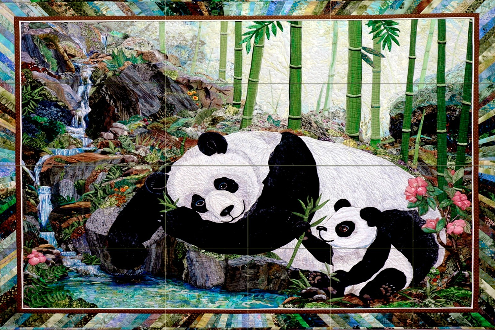36 x 24 Art Vivid Wildlife Panda Mural Ceramic Backsplash Bath Tile #2400