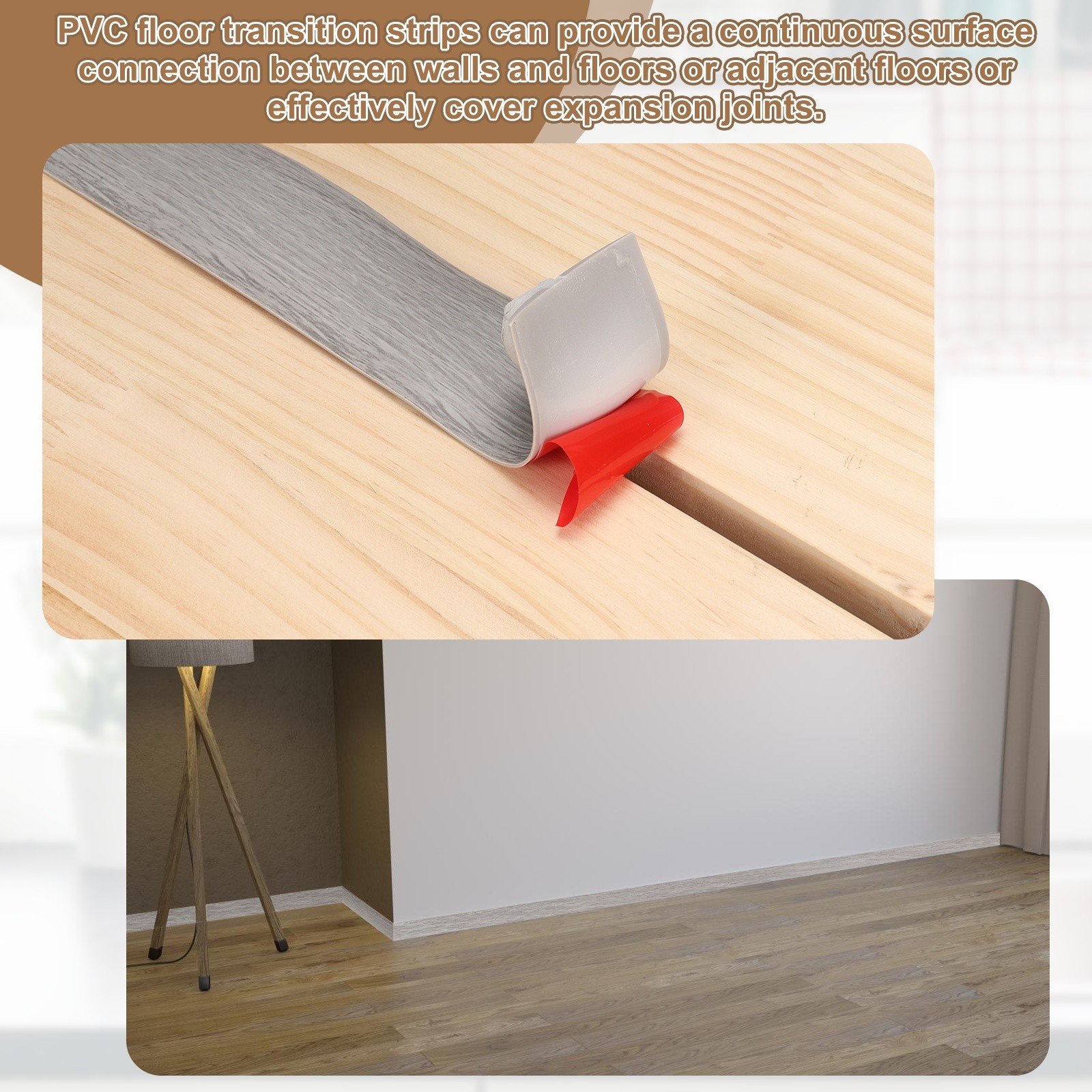 Floor Transition Strips, 3.28 Ftx1.57″ PVC Edging Trim, Dark Gray