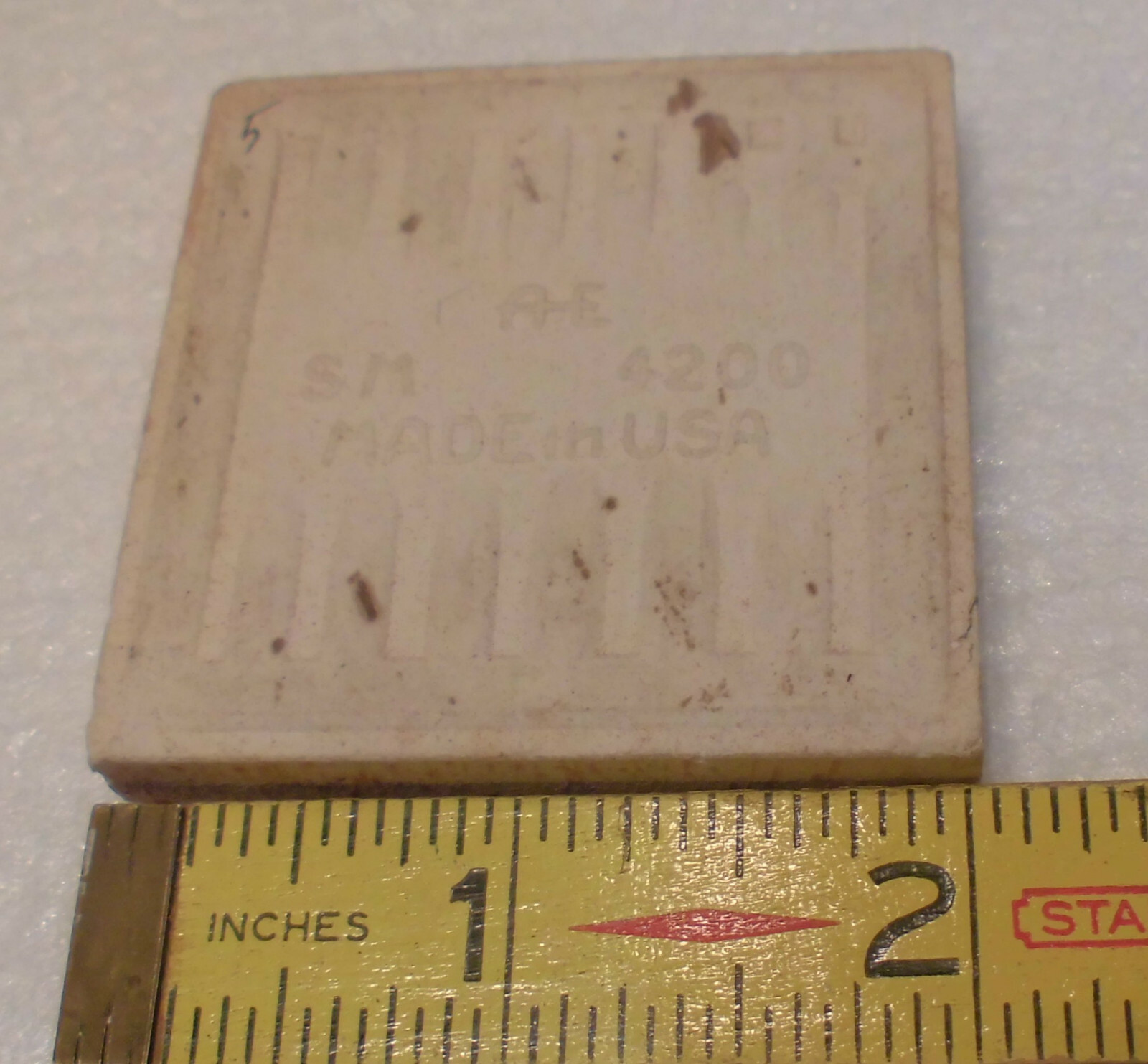 Burgundy 2″ X 2″ X 5/16″ Ceramic Surface Bullnose Inside Corner Tile; 1950’s