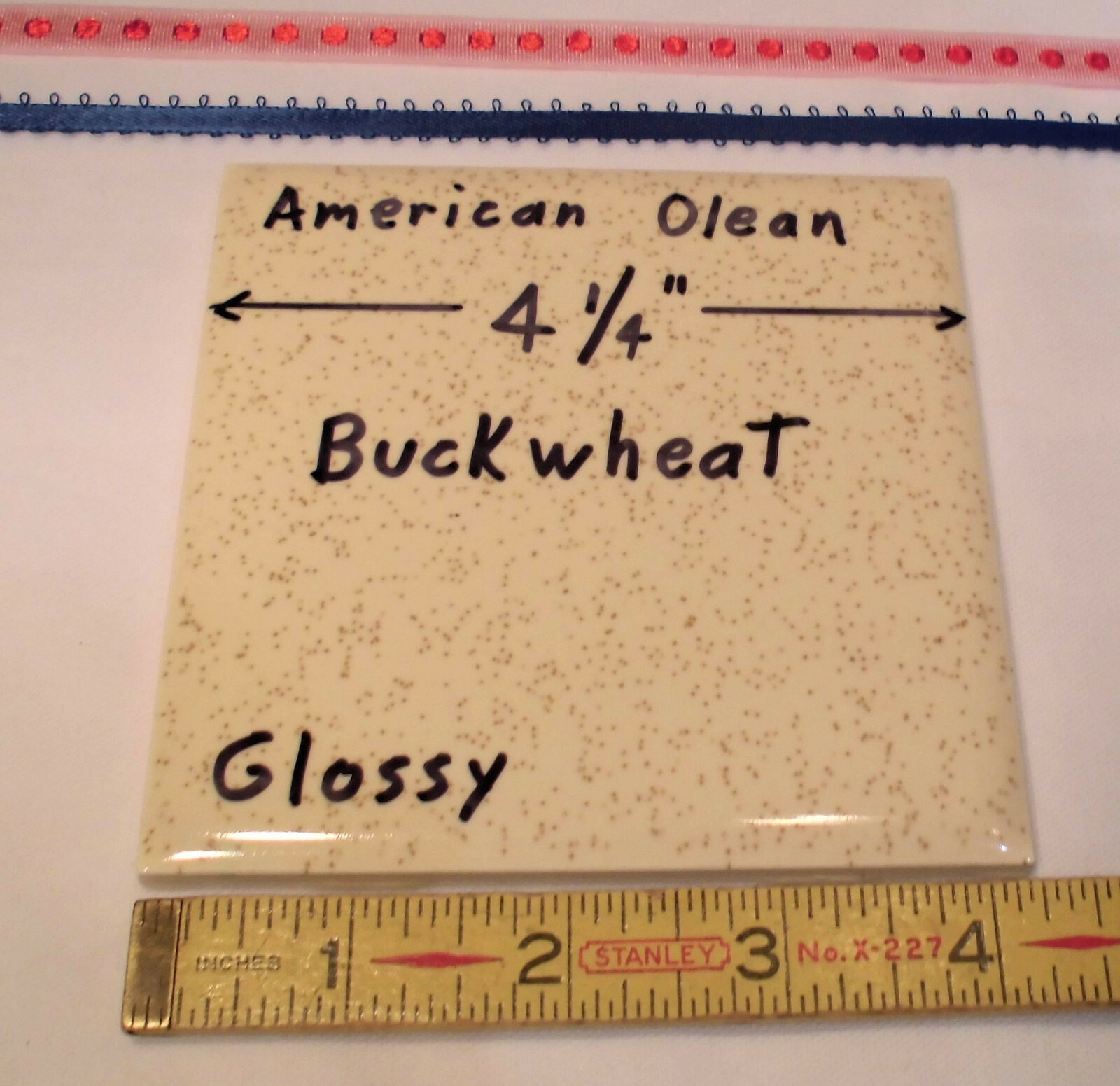 1 pc. Vintage *Buckwheat* Glossy Ceramic Tile #46 by American Olean 4-1/4″ NOS