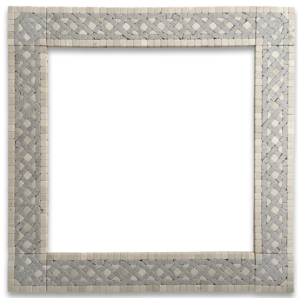 B4657T Marble Mosaic Border Listello Tile Quadra Sienna 2.25×12 Tumbled