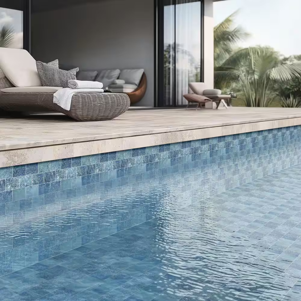 Adelaide Sky 6 In. X 6 In. Glossy Porcelain Wall Tile-Pool Look, 5.28 Sq. Ft./Ca