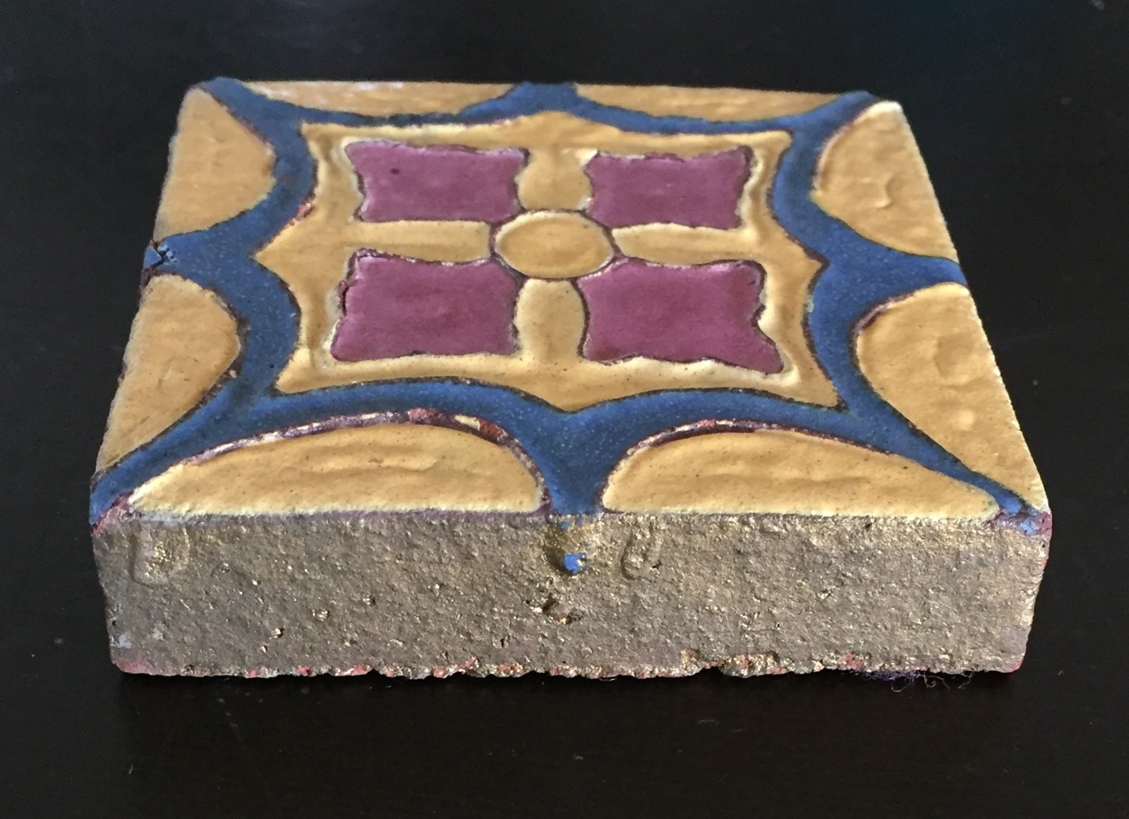 Small Decorative Ceramic Clay Tile Wall – 2 3/4″ by 2 3/4″ – Yellow, Blue, & Red