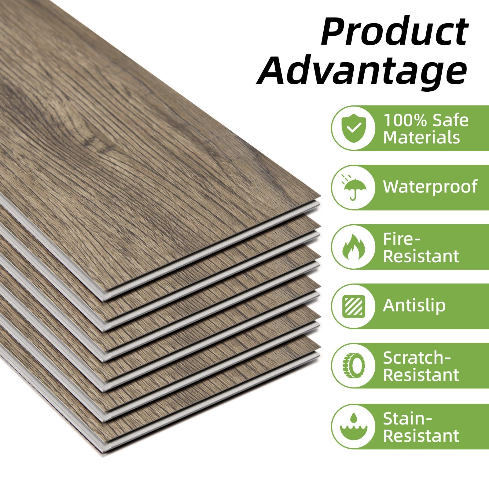 SPC Vinyl Flooring Planks Waterproof Click Lock Wood Grain Floor Tile 23.9 Sq.Ft