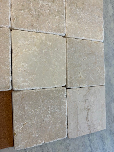 Botticino Crema 4×4 Tumbled Marble Tile Backsplash Floor Wall -10 New Tiles