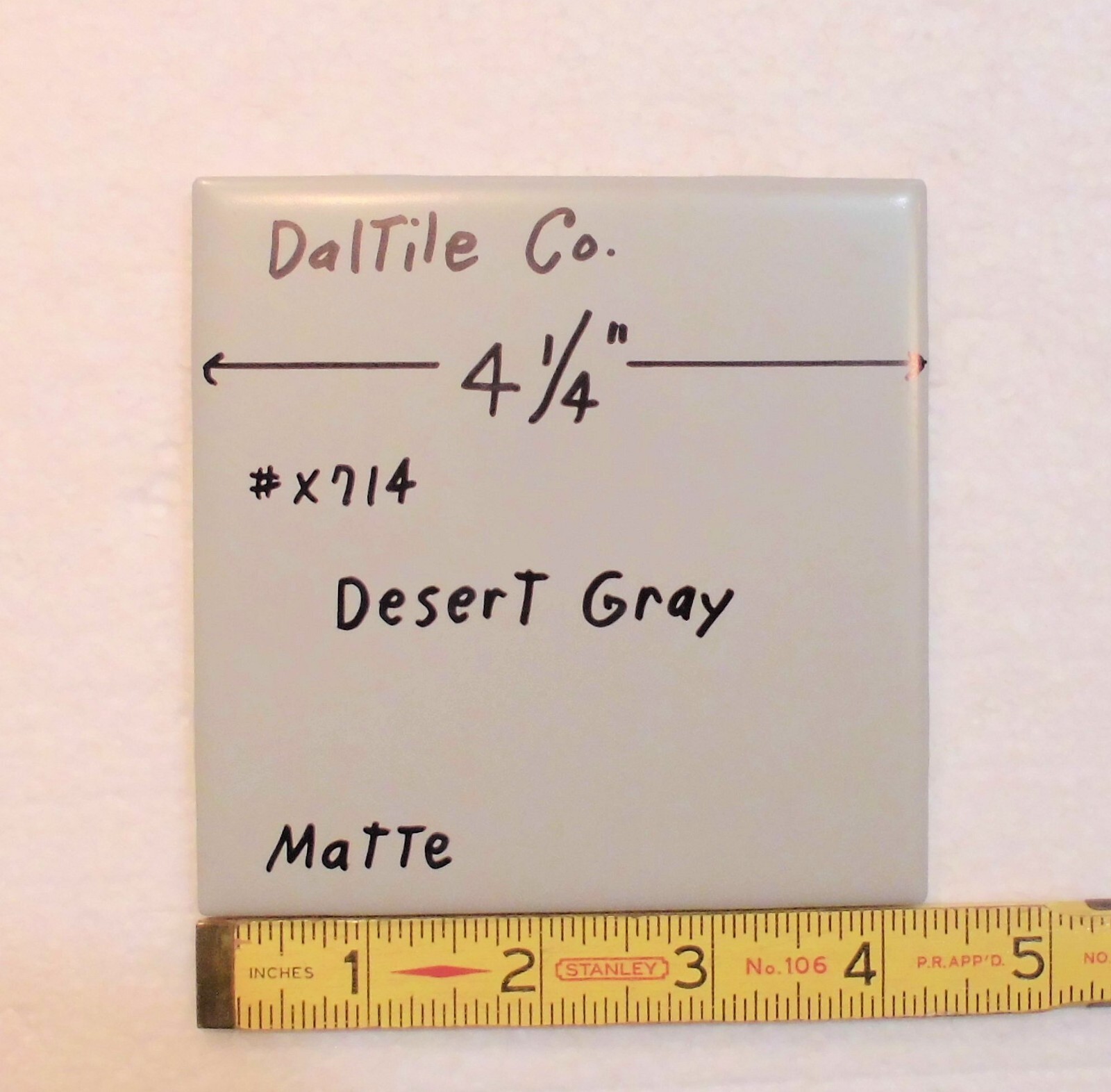 1 pc. Softer Matte Desert Gray: Ceramic Tile by Daltile… 4-1/4″ NEW