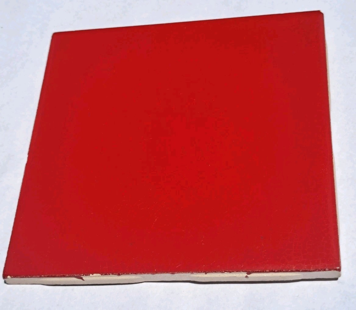 MCM 8 pc 4 1/4″ Ceramic Tile S01 Cherry (Ruby) Red 3 pnl American Olean USA NOS