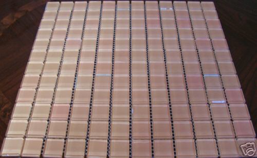 1″x1″ Crystal Glass Tiles Mosaic Kitchen Bathroom Wall: Beige 12″x12″ full sheet