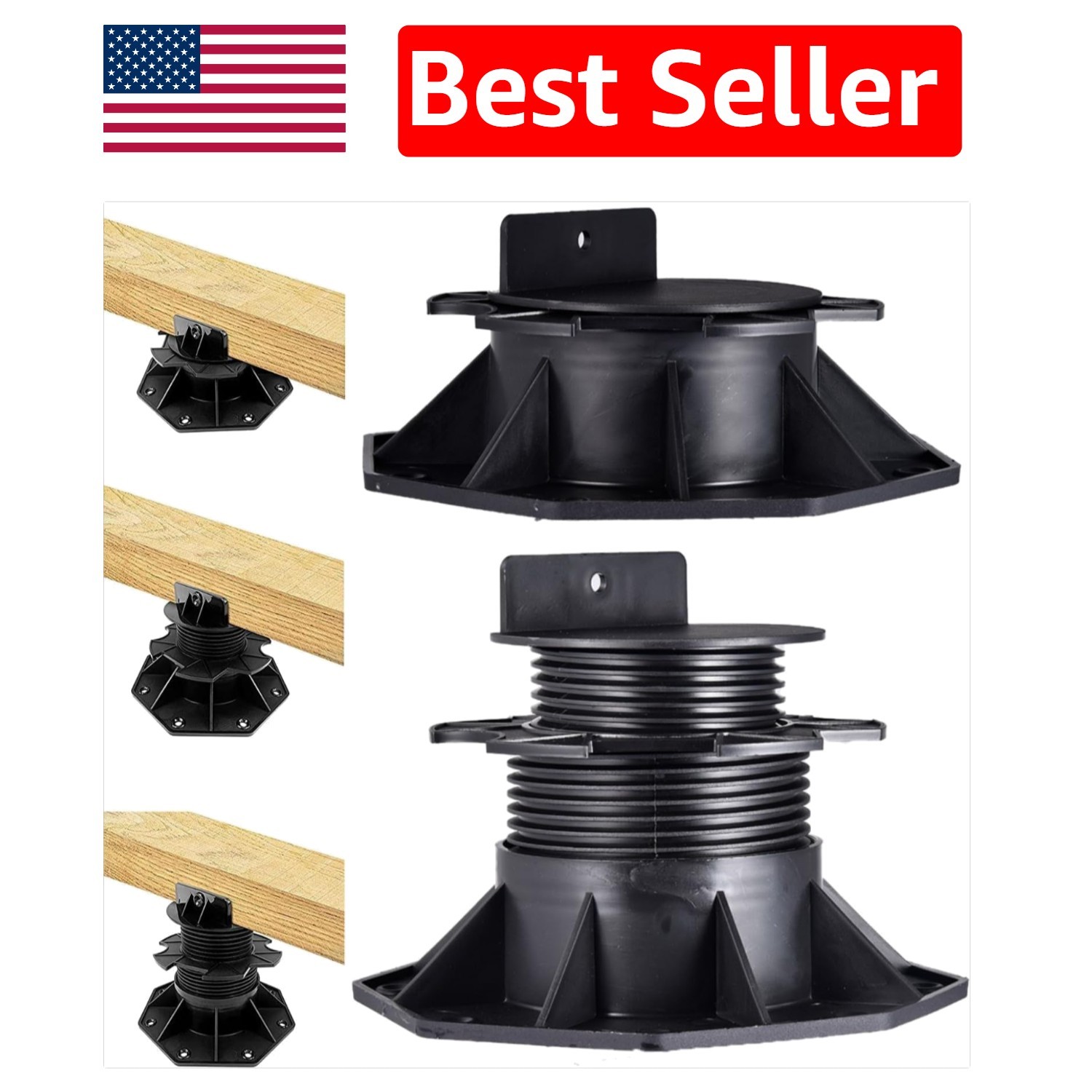 12-Pack Adjustable Deck Support Pedestal – Elevate Floors from 2-3/8″ to 5-1/2″