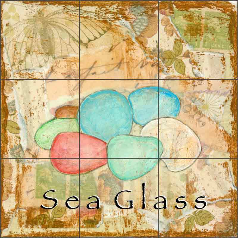 Ceramic Tile Mural Backsplash McKenna Sea Life Sea Glass Art CCI-BRI259