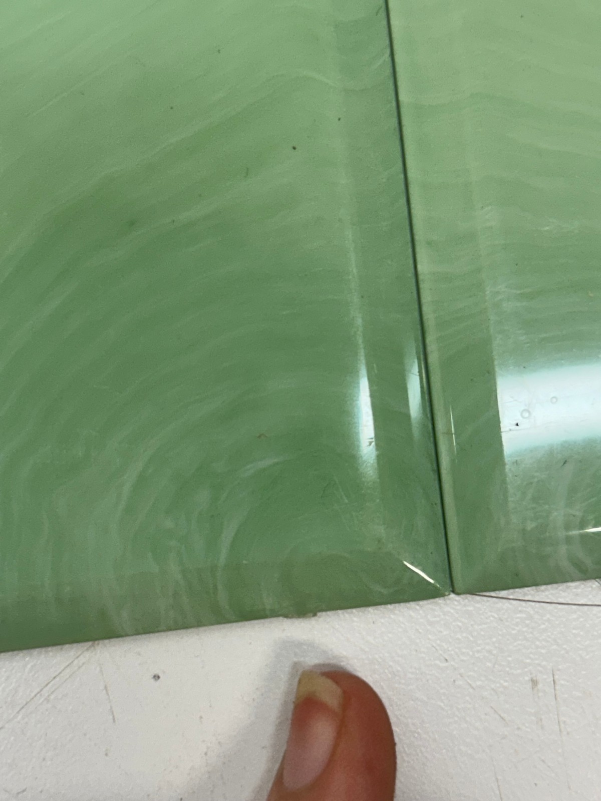 Lot 42 Unused Vtg MCM Plastic Wall Tiles Marbled Blue Green 4 1/4″ x 2 1/8″