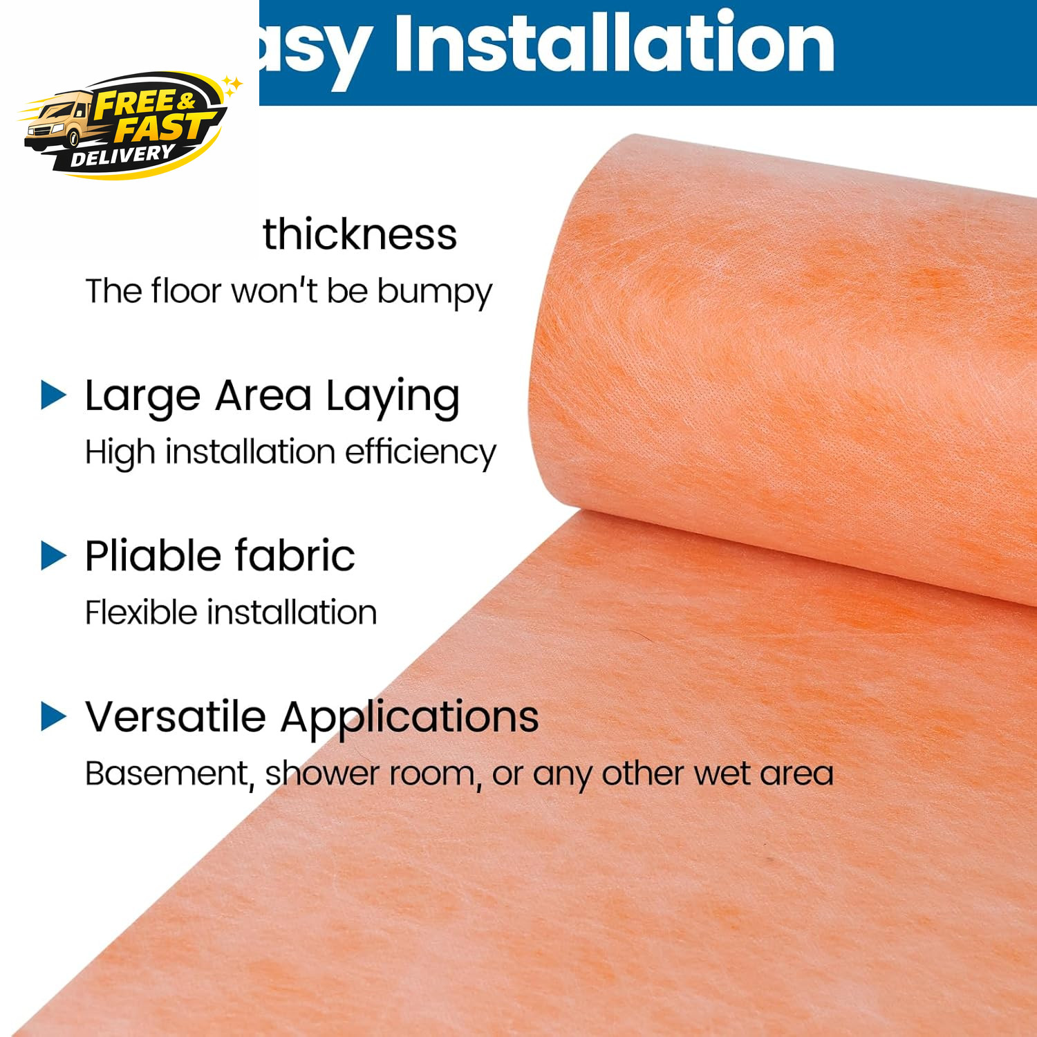 Waterproofing Membrane for Shower 3.8X33Feet (125 Sq Ft) 23.6 Mil Thick Uncoupli