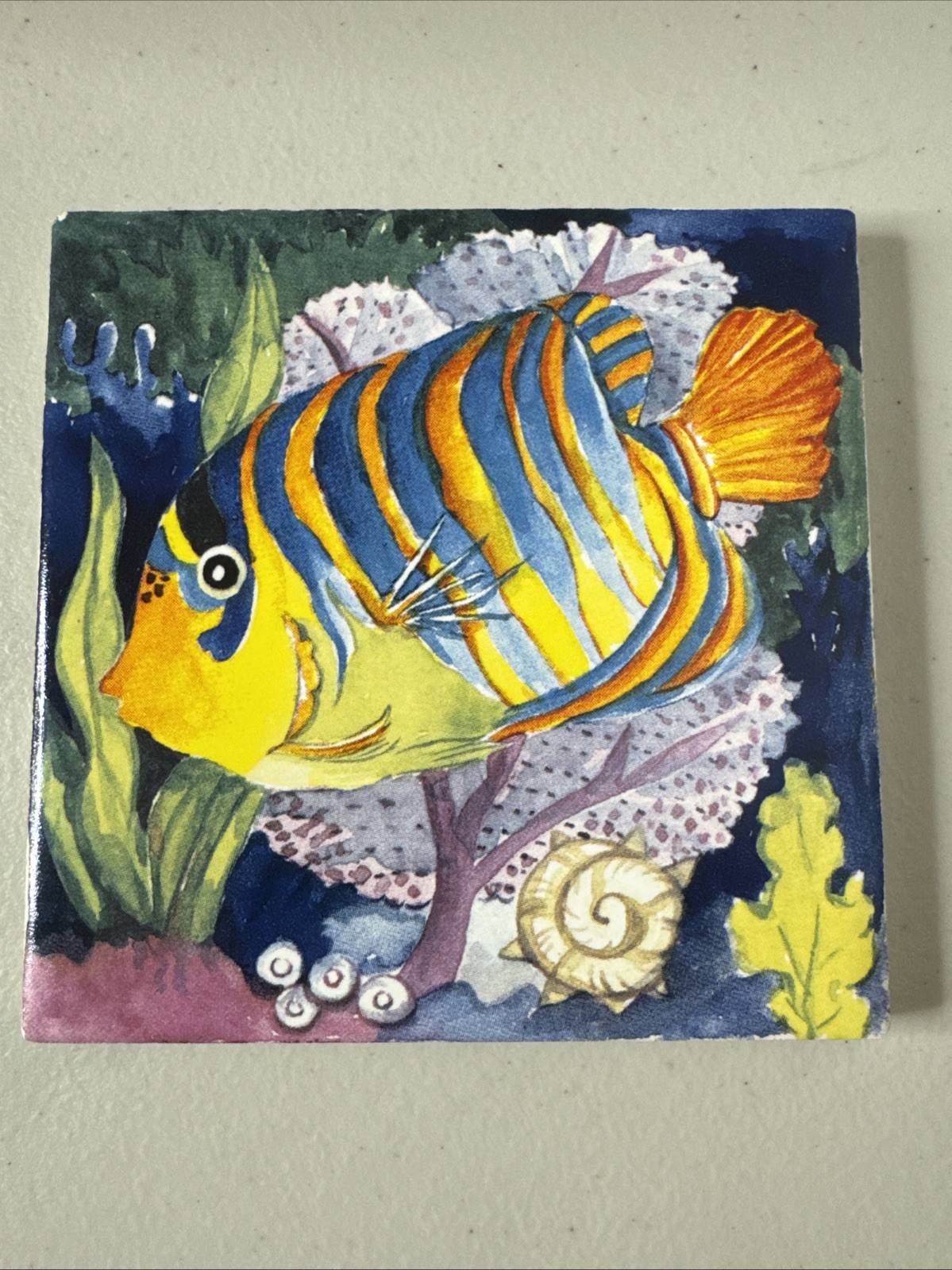 Jeffrey Court Fish N Coral Decorative Ceramic Tile Tropical Reef Coastal Art