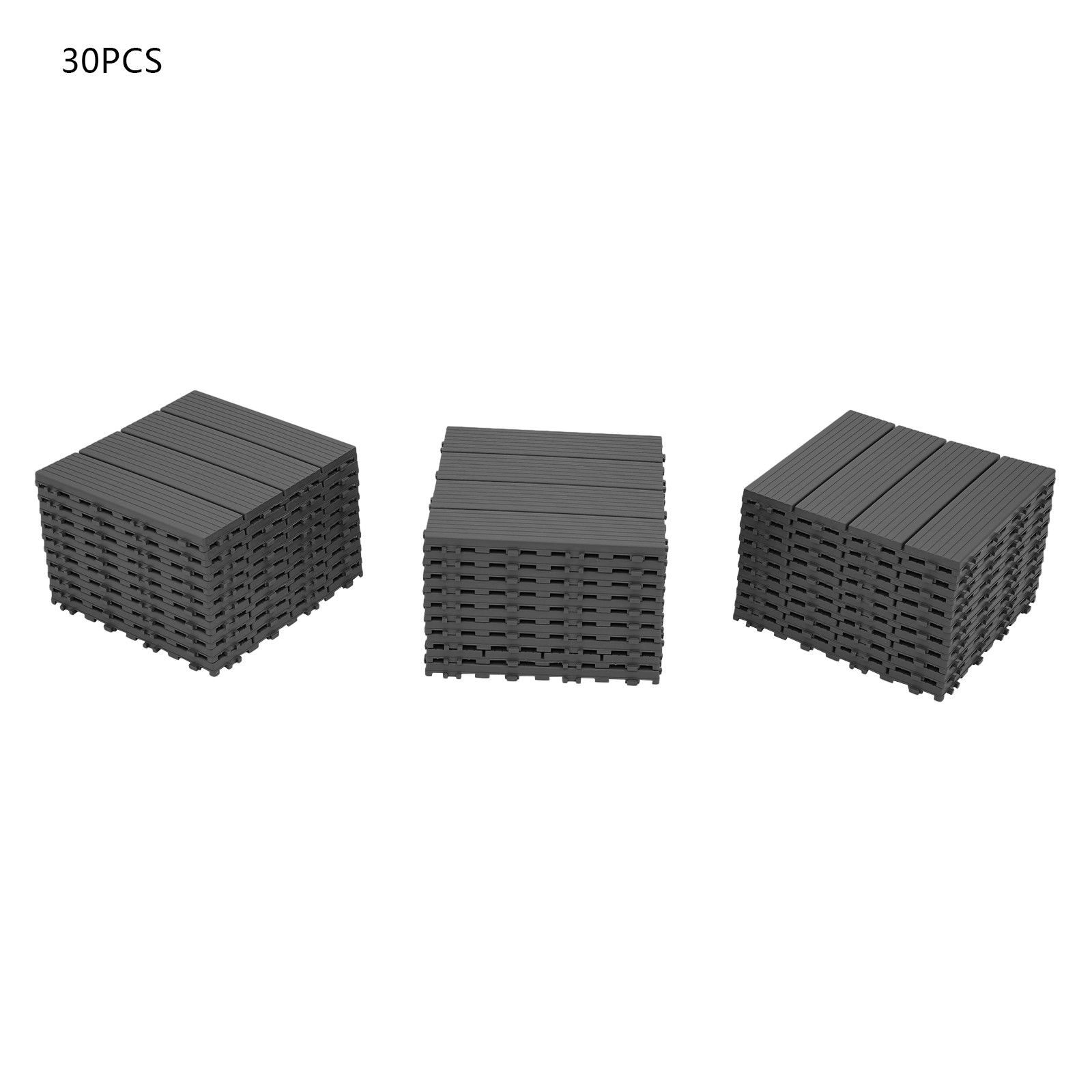 30pcs Deck Patio Tile Interlocking Plastic Flooring Pavers 11.81*11.81*0.79in