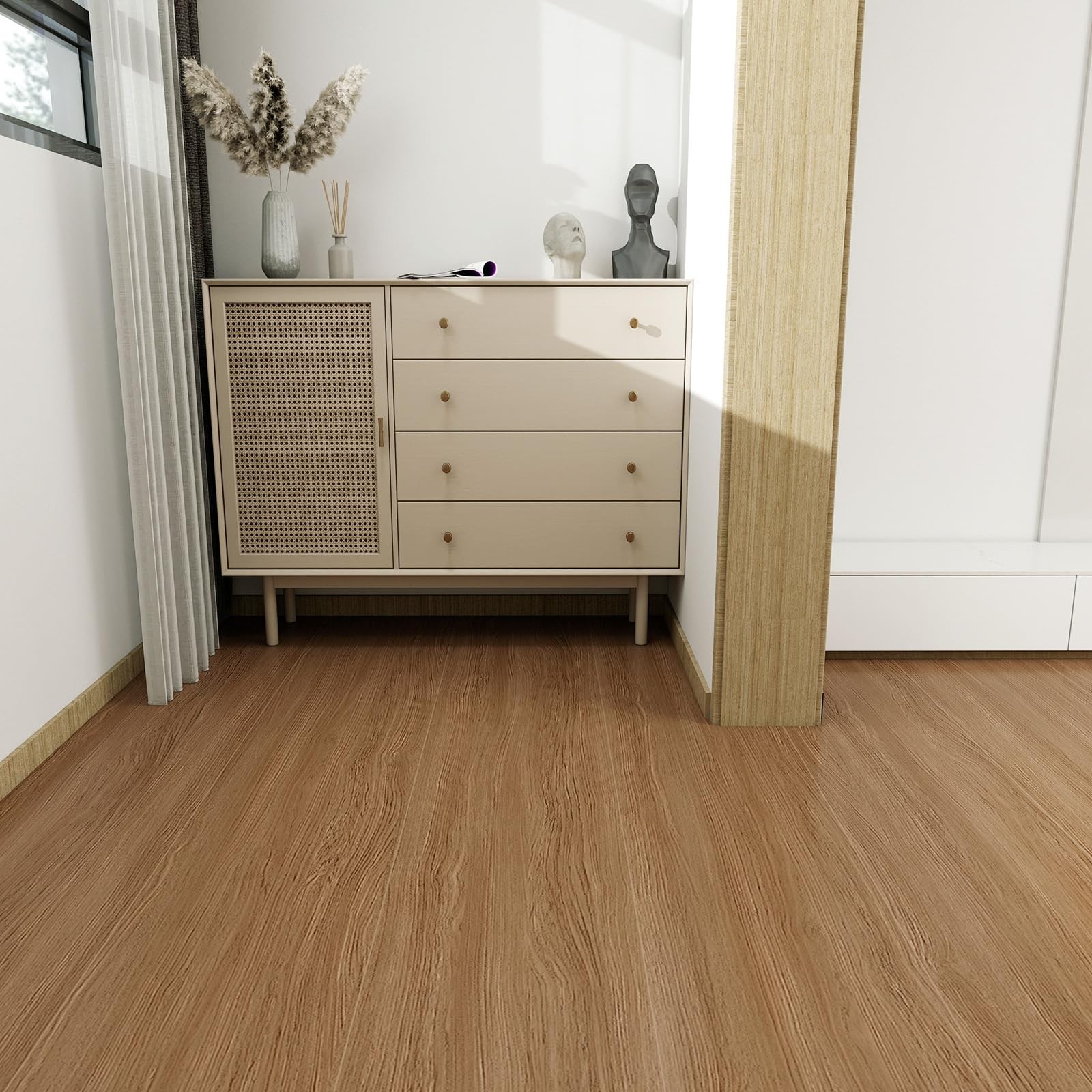 Wood Grain Vinyl Flooring Roll Thicken Peel and Stick Floor Tiles Self-Adhesi…