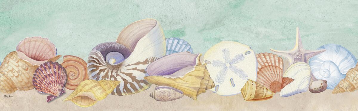 Ceramic Backsplash Tile Mural Sea Shell Themed – Pastel Shell Border