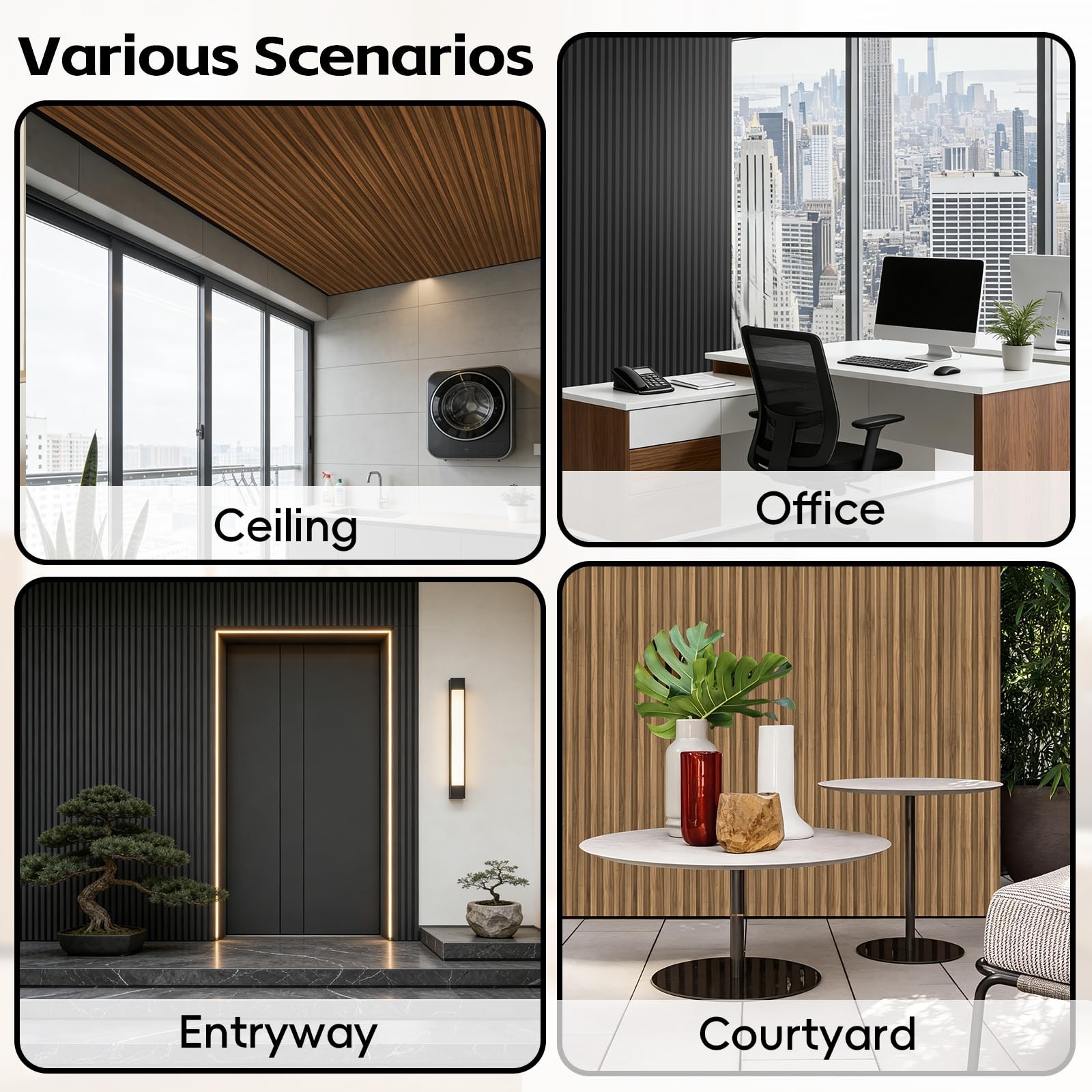 10Pack WPC Slat Wall Panels, 90.6 x 6.6 x 0.9Inches 3D Accent Wall Panels for…