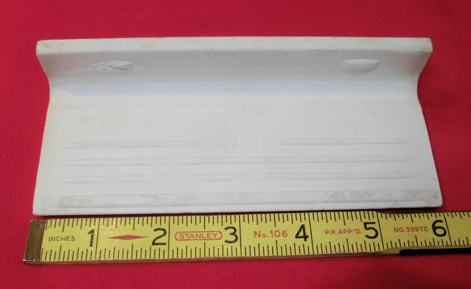 1 pc. Daltile: White Linen + Brown: V Cap Ceramic Trim Tile: Countertop-Edging