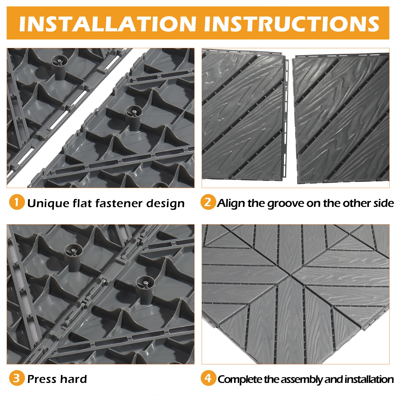 Plastic Interlocking Deck Tiles 27PCS, 12″x12″ Waterproof Outdoor Flooring