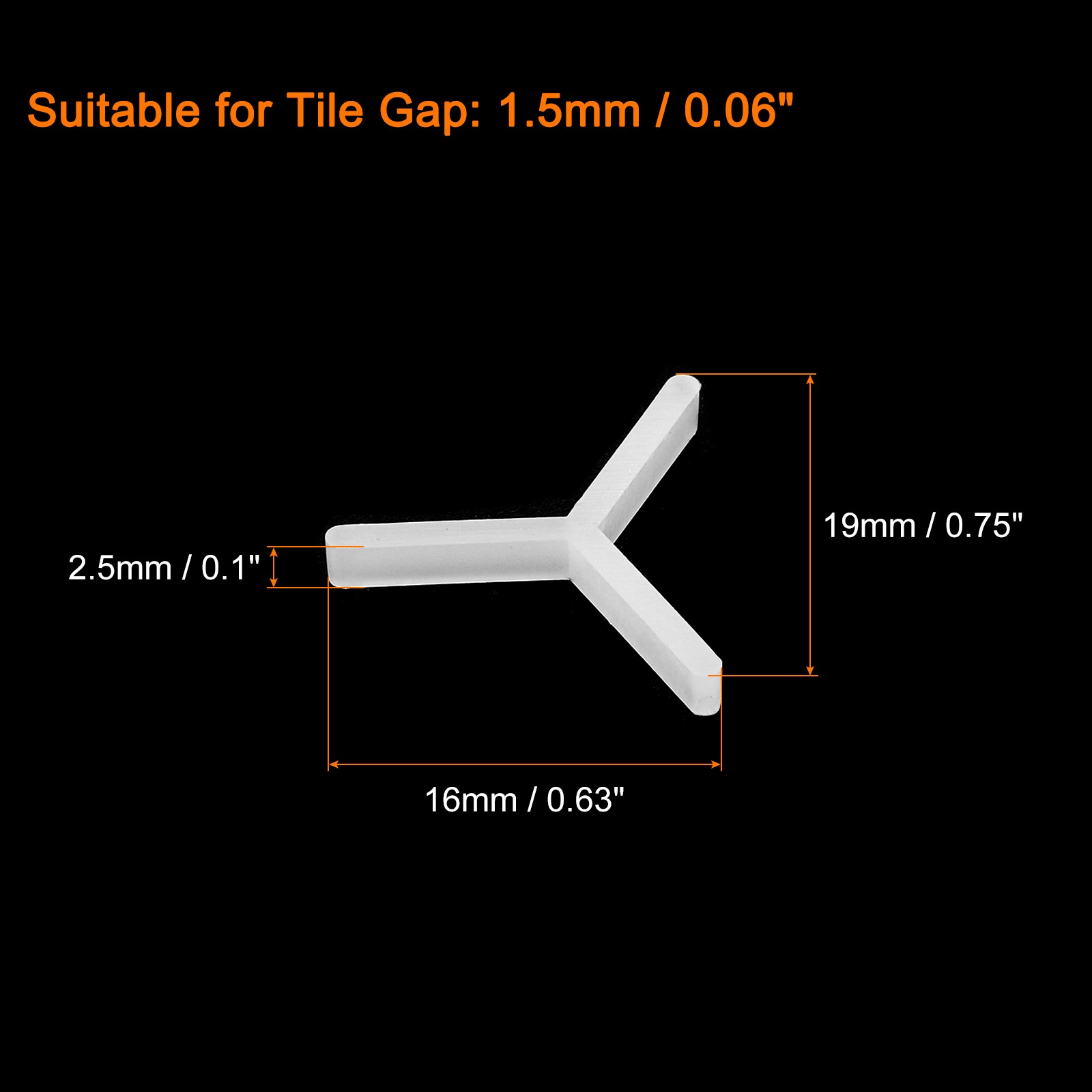 100 x Wall Floor Tile Plastic Y Type Spacers Tiling Tools 1.5mm 1/16 Inch White