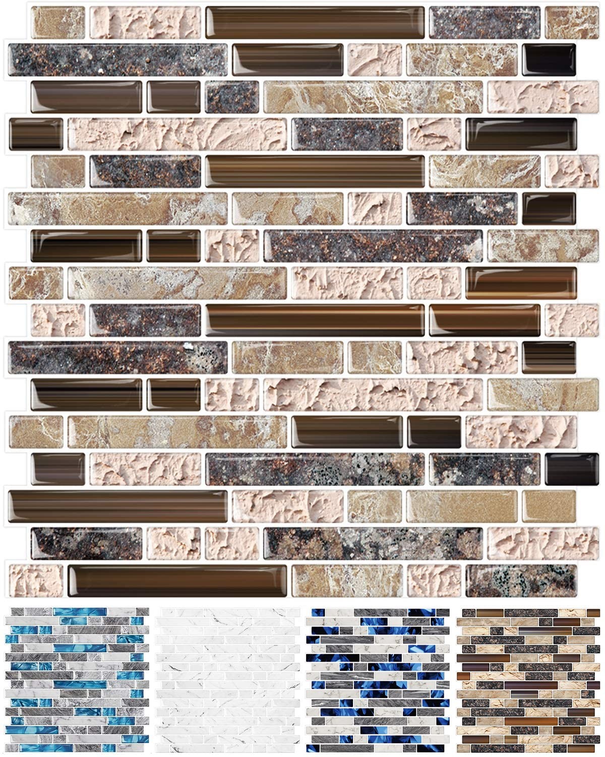 10-Sheet Peel and Stick Wall Tile, Self-Adhesive Kitchen Backsplash in Sandst…