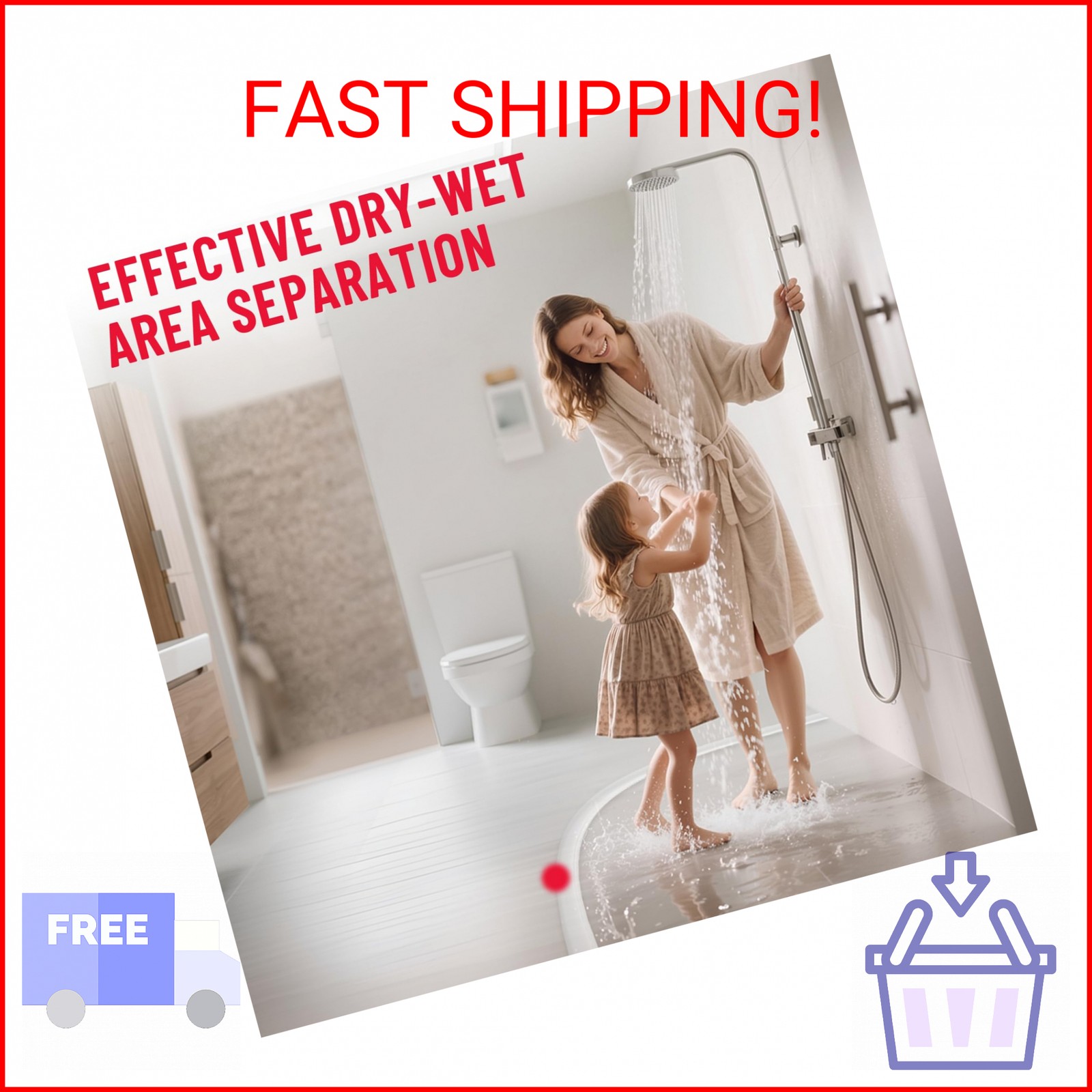 Shower Threshold Water Dam Guard – Self-Adhesive Silicone Waterproof Barrier, Le