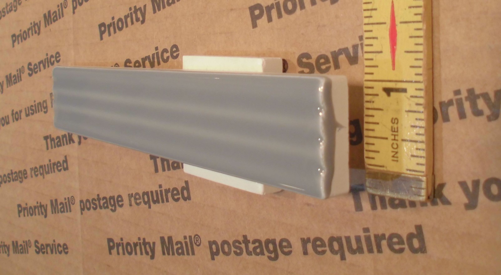 21 Ceramic Sizzle-Liner Tiles: Medium-Gray, 1″ X 6″ American Olean-Fluted, NEW
