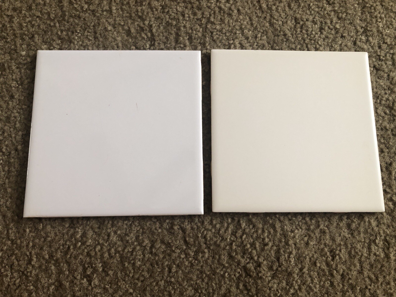 Vintage Ceramic Tile 6″ X 6″ Gloss White 2 Pc For Art Painting Crafts Usa