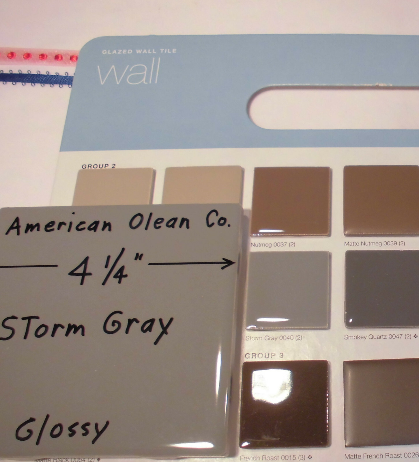 9 pcs. Glossy *Dark Storm Gray * 4-1/4″ Ceramic Tiles by American Olean Co. NEW