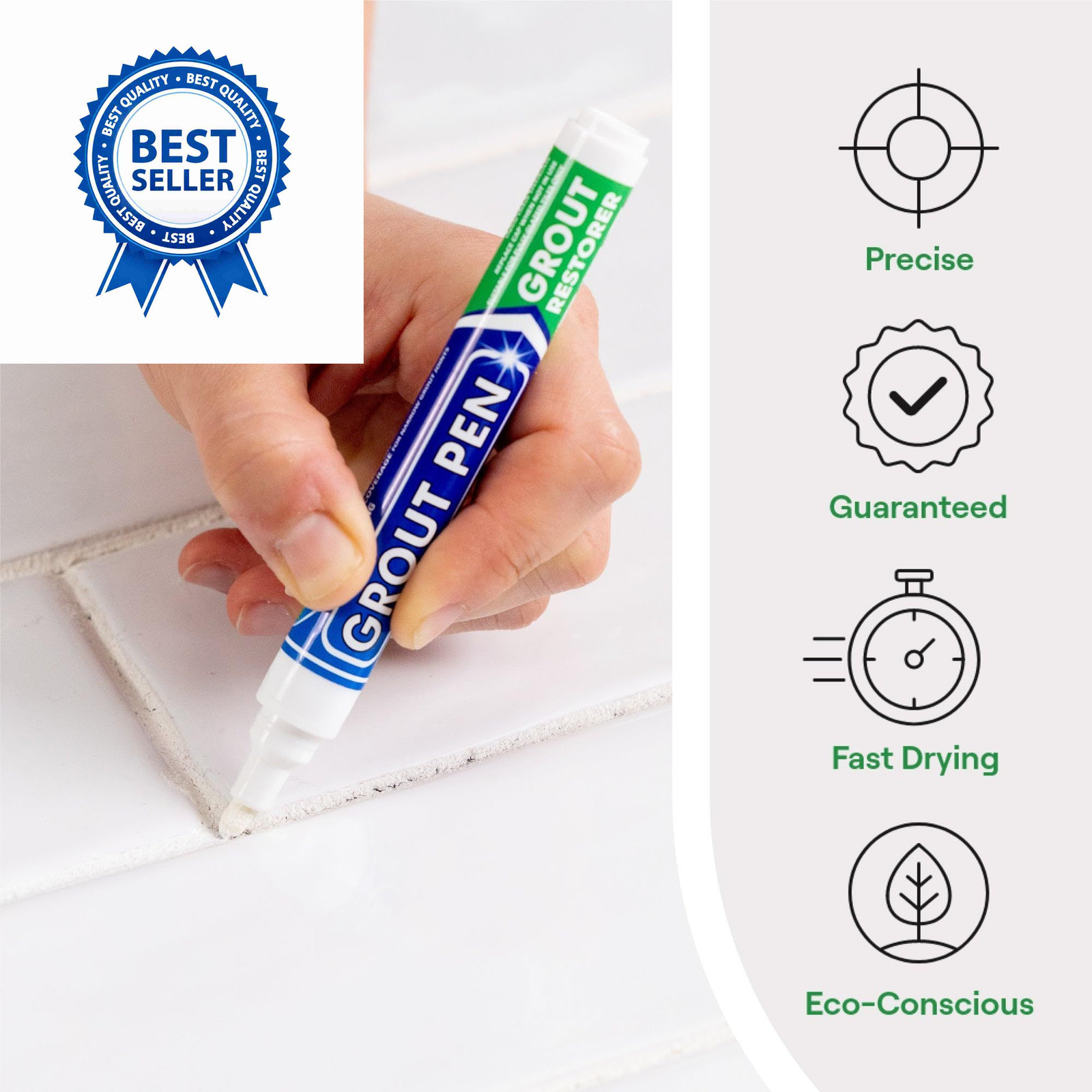 Grout Pen White Tile Paint Marker: Waterproof Paint, Narrow Tip,