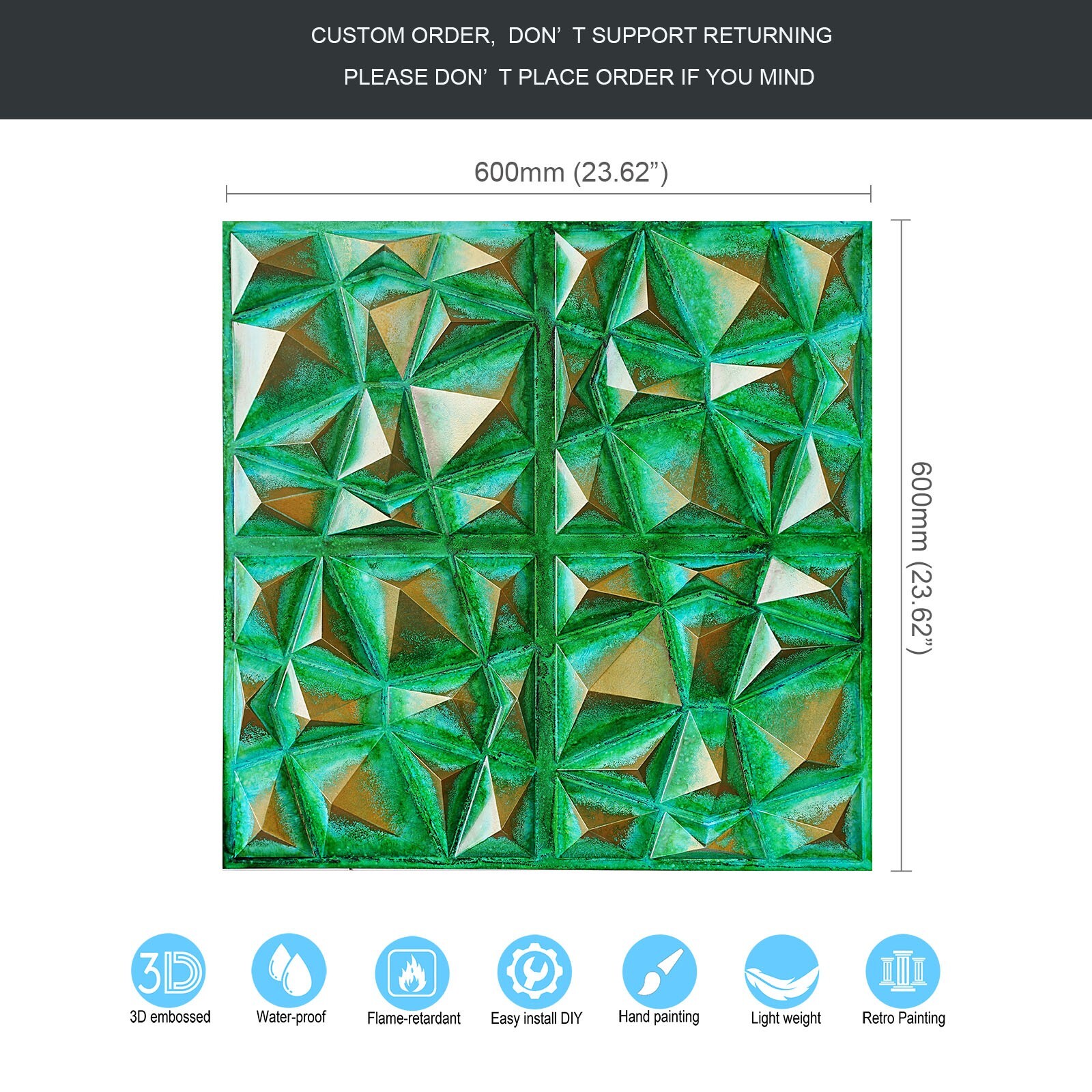 PVC Ceiling Tile Renovation Geometric PLM101 Washed cyan gold 10pcs PAINTSDECOR