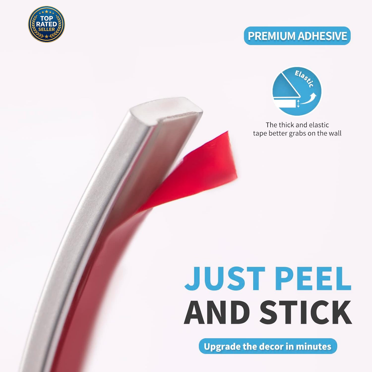 10 Ft Peel and Stick Flexible Vinyl Molding Trim for Wall Tile Edges, Kitchen Ba