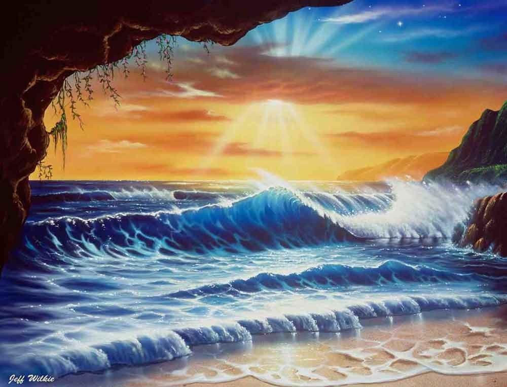 Seascape Sunset Accent & Decor Tile Jeff Wilkie Tropical Art POV-JWA010AT