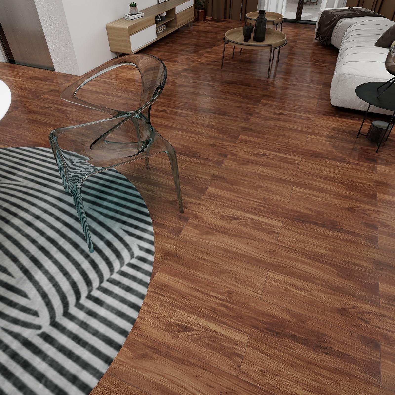 Brown Peel and Stick Floor Tile Vinyl Plank Flooring Wood Grain Look 36-Pack …