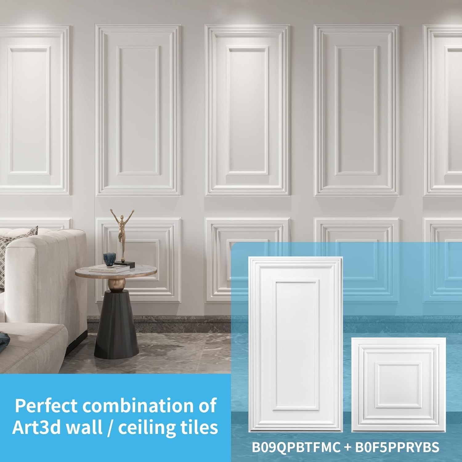 Art3d 24x48in Drop Ceiling Tiles White 12-Pack PVC Glue Down