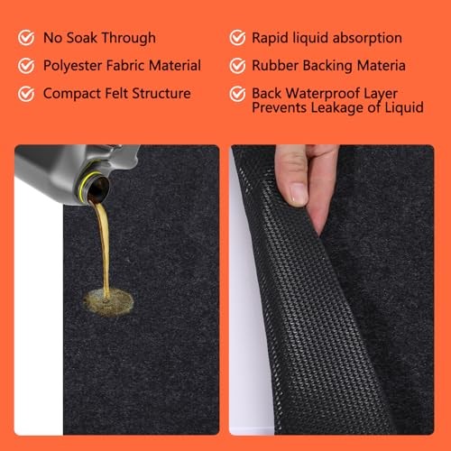 Oil Spill Mat, 48×72 Inch Garage Floor Mat for Under Car, Waterproof, 48″ x 72″