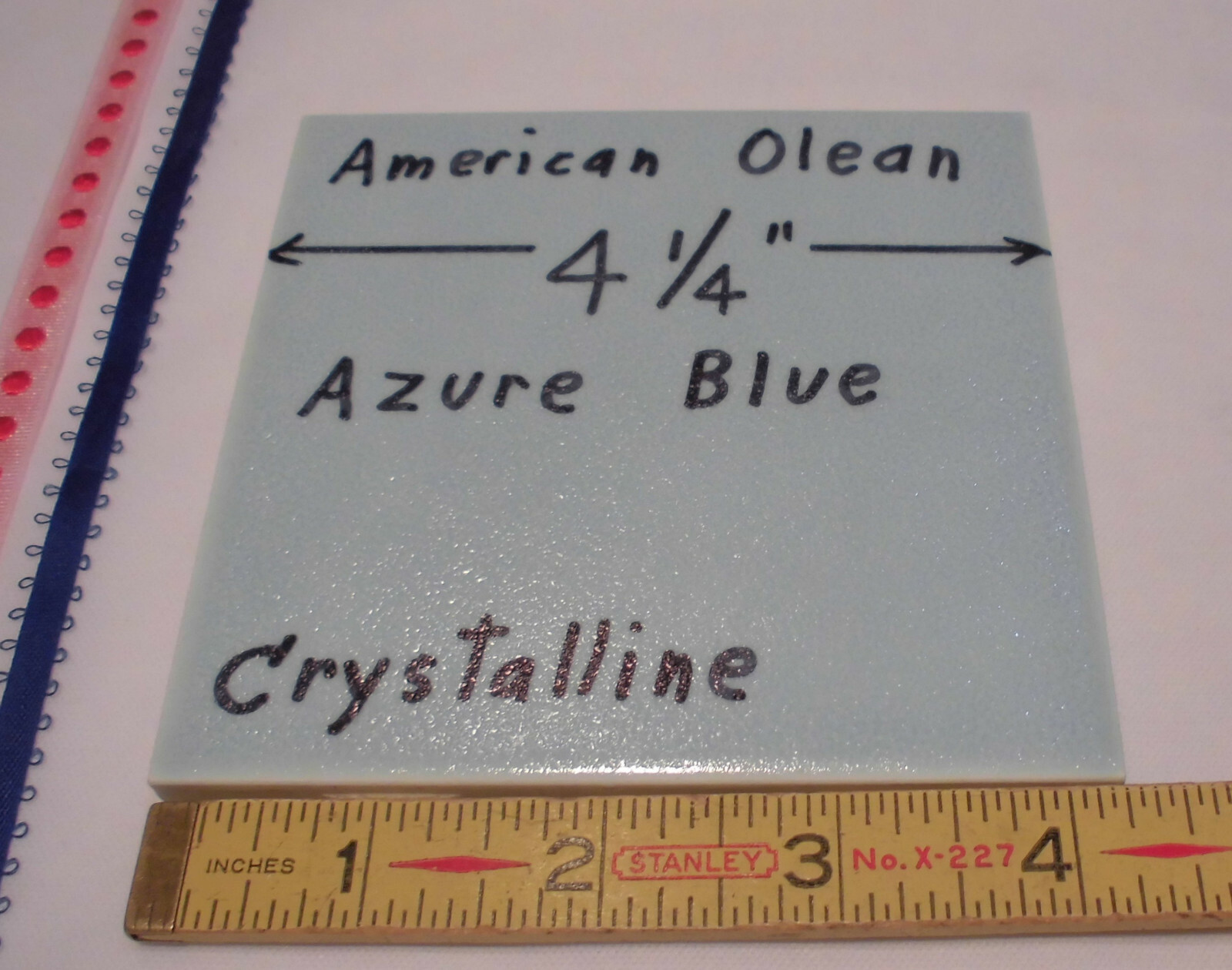 1 pc. *Blue* Ceramic Tile *Crystalline Glazed* by American Olean Co. 4-1/4″ NOS