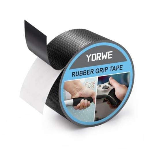 Yorwe Rubber Grip Tape, Ultra-Thin Strong Adhesive Anti-Slip 2In x 10Ft Black