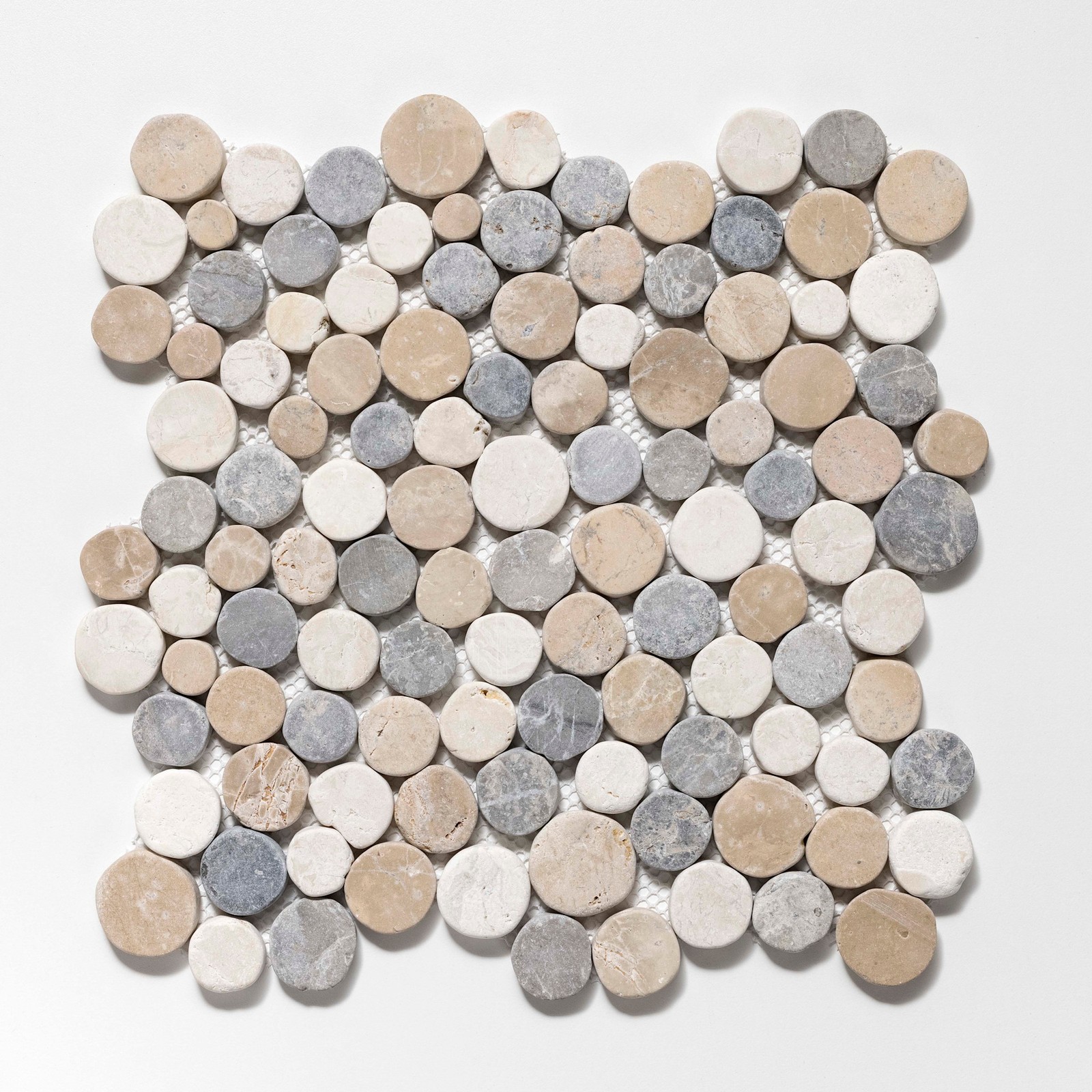 Cruz Bay Studio XD3R Penny Rounds – 11″ x 11″ Pebble and Rock – Tan / Off-White