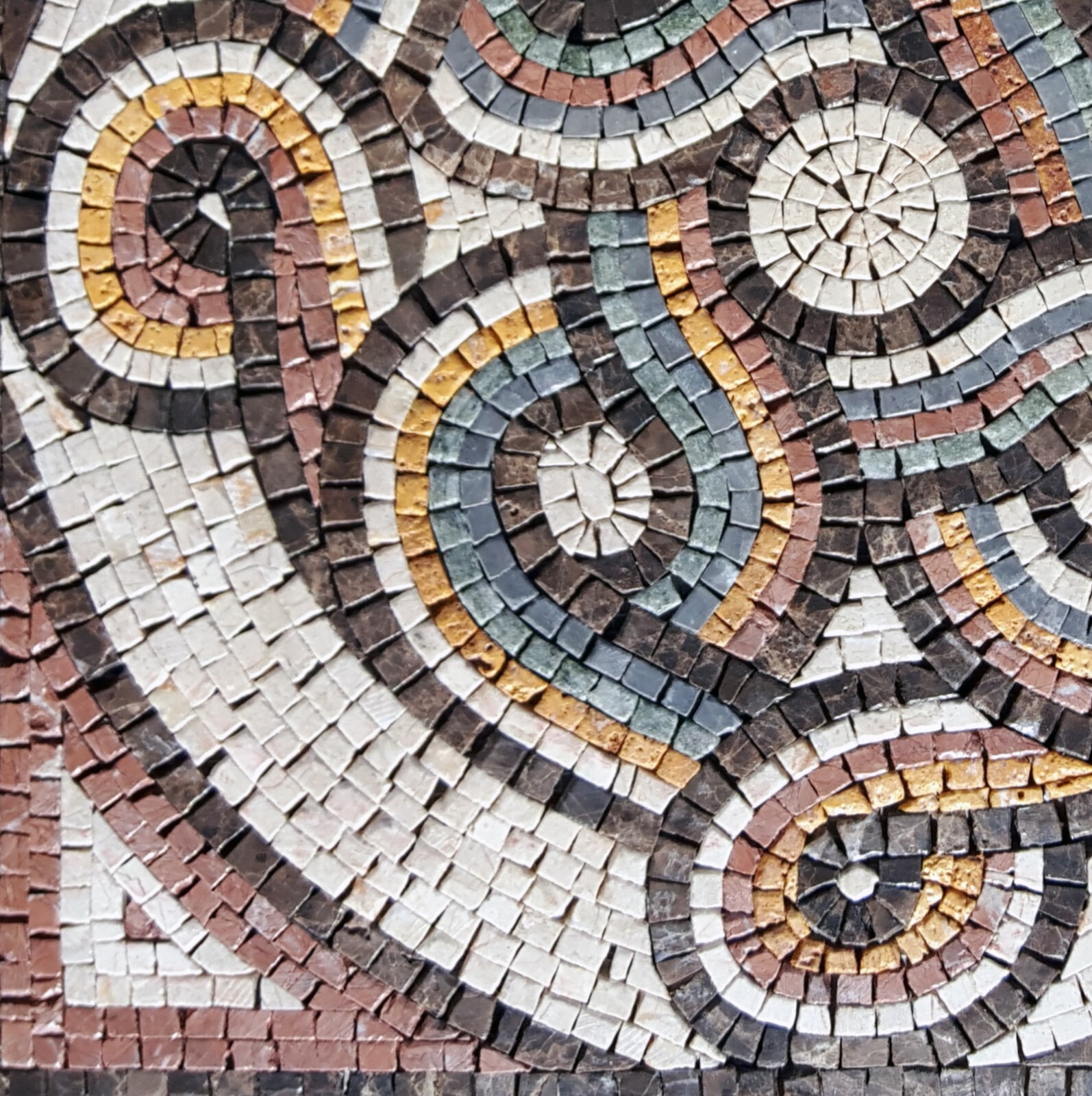 Handmade Multicolored Striped Looping Pattern Mosaic Tile