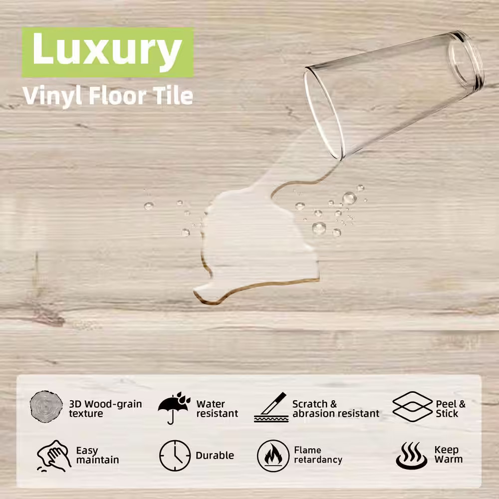 36 Pieces 12 MIL X 6″ X 36″ Water Resistant Peel and Stick Vinyl Tile Flooring f