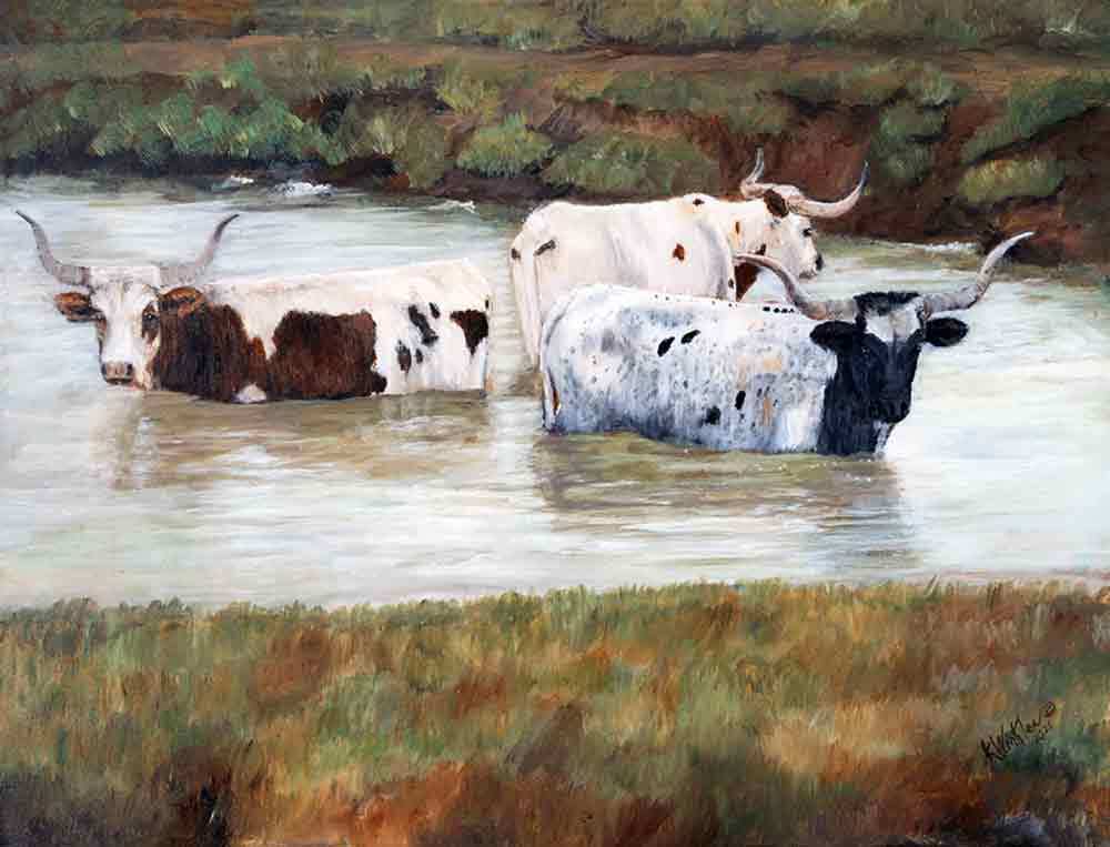 Longhorn Accent & Decor Tile Kathy Winkler Animal Art RW-KW033AT