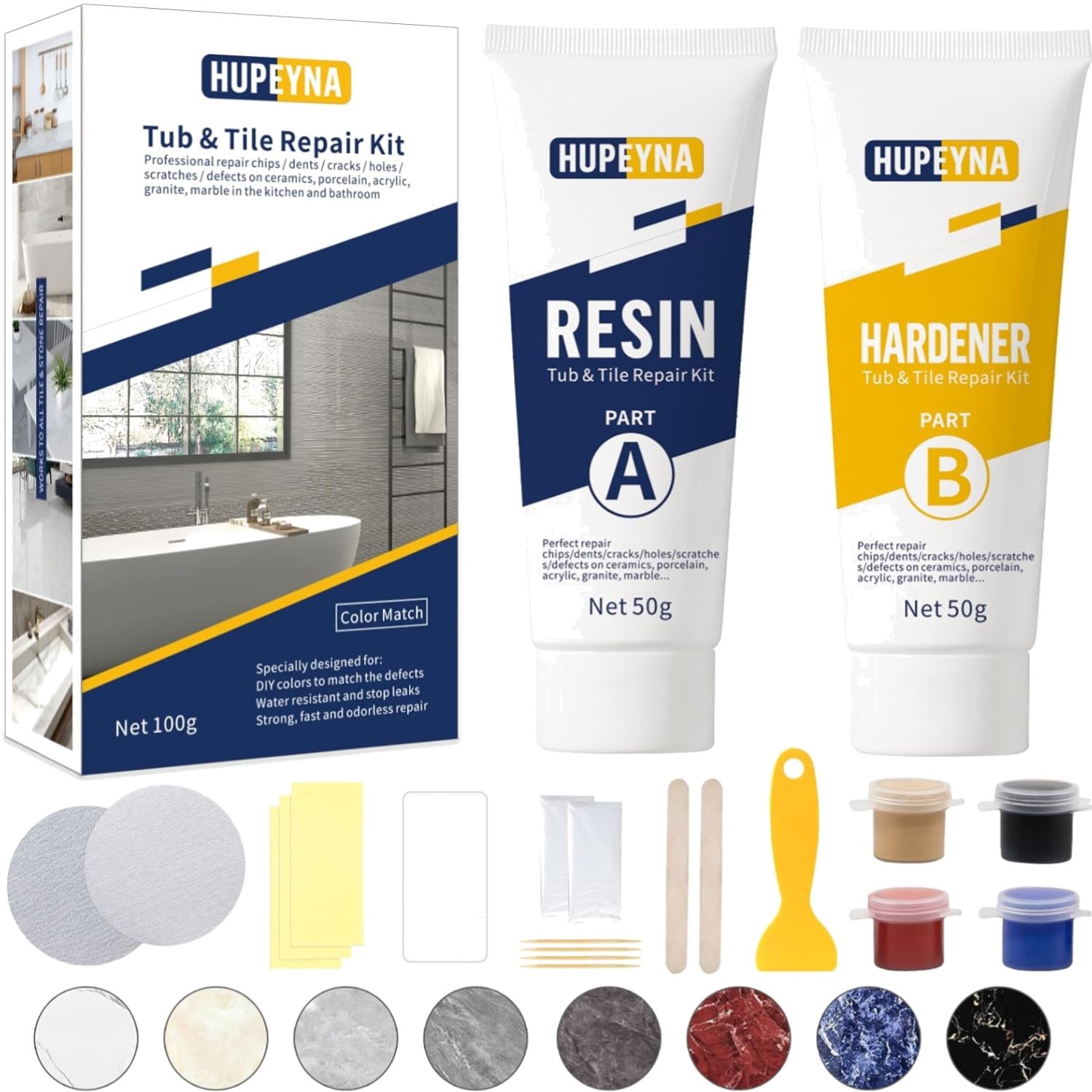 Tub, Tile and Shower Repair Kit Color Match, Porcelain Repair Kit, Bathtub Re…