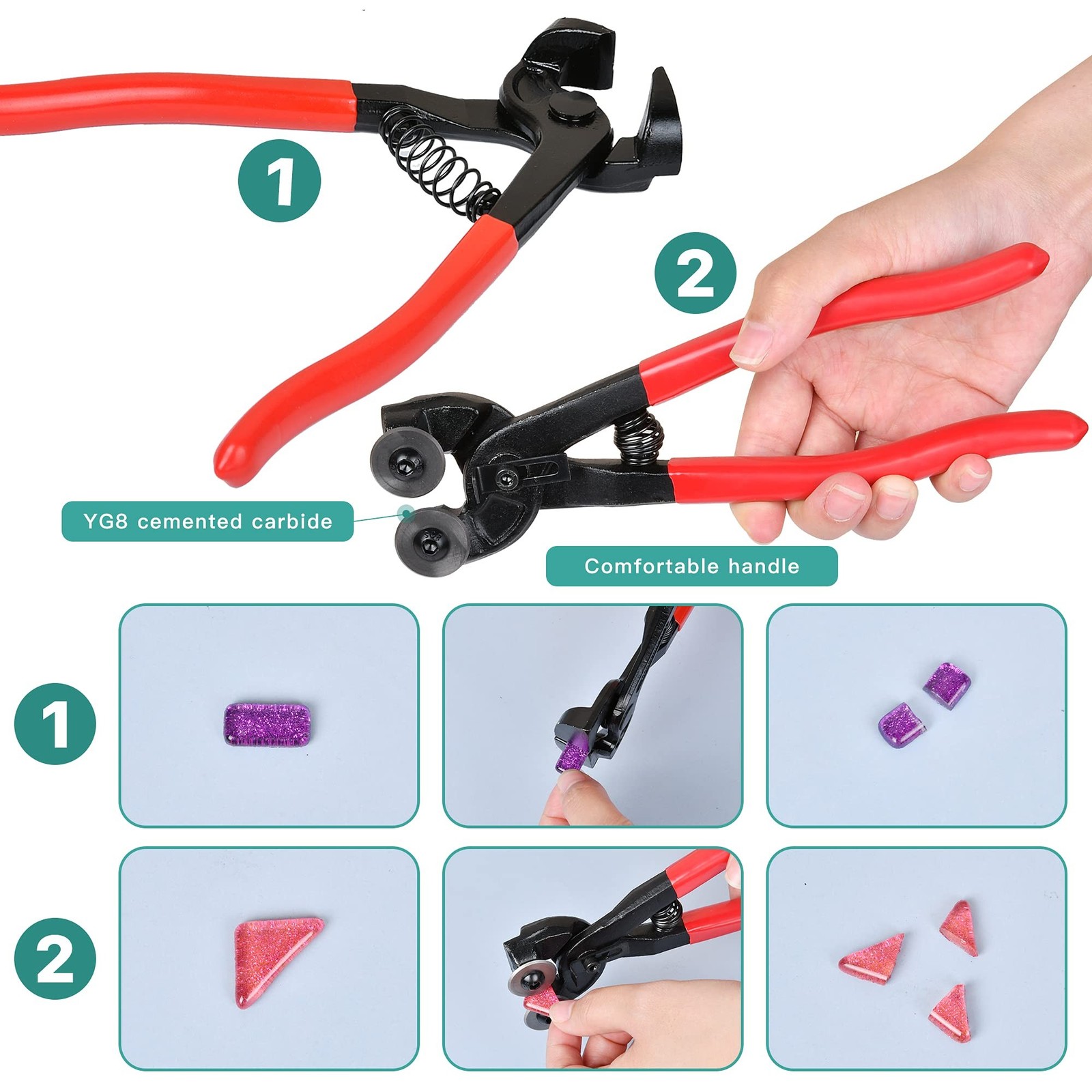 19 Pcs Mosaic Tools Kit, Heavy Duty Glass Mosaic Cut Nippers and Tile Nippers…