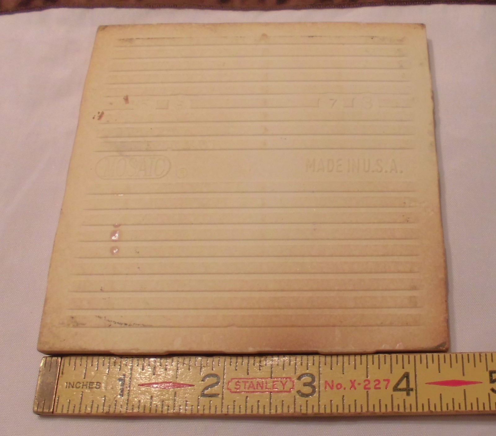 1 pc. *Light Brown* Ceramic Tile by Mosaic Tile Co. 4-3/8″ Crystalline Glazed