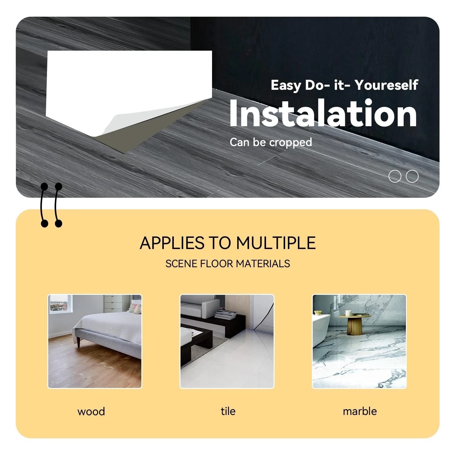 Wood Grain Peel Stick Floor Tile – 11.8″ Wide Roll, Waterproof, Non-Slip, Vinyl
