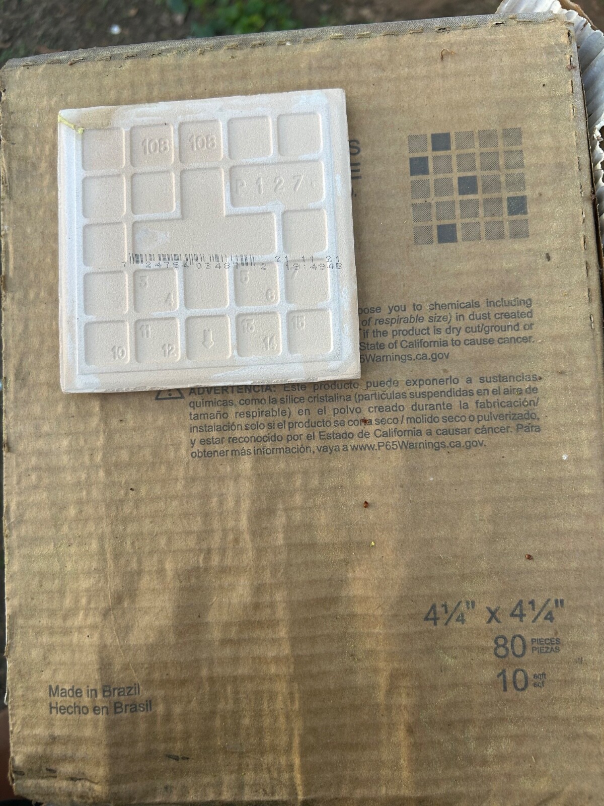4-1/4″ x 4-1/4″ White Ice Bright Glazed Ceramic Wall Tile;  Roca Tile USA, 