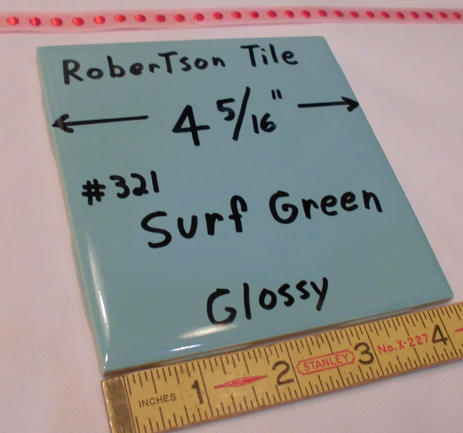 1 pc. Vintage Ceramic Tile *Blue-Greenest* 4-3/8″ by Robertson Tile Co. (NOS)